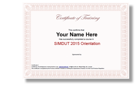 SIMDUT 2015 certificate